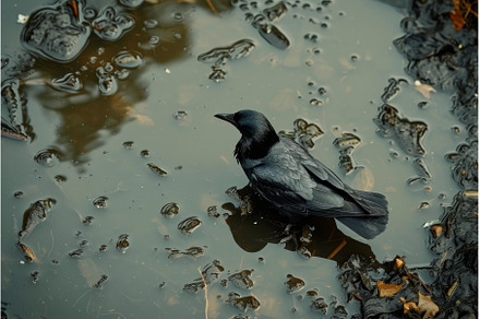 Aquatic Bird in dirty lake water, an Industrial Photo by Ylivdesign