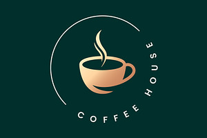 Coffee Cup Rounded Logo On Dark