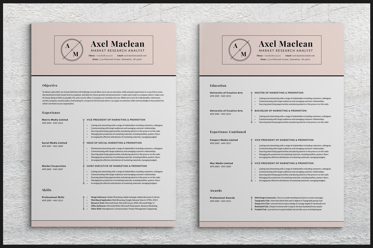 Transitional Two Pages Resume Pack, a Resume Template by SNIPESCIENTIST (Photo 2 of 4)