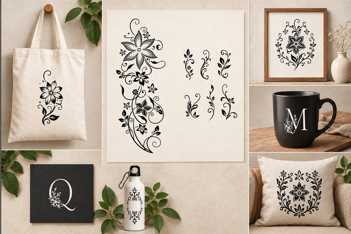 Floral Lace Frames & Ornament Bundle, an Object Graphic by Christine Krahl (Photo 16 of 24)