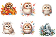 Watercolor Owl Clipart, an Illustration by DreamArtGraphic (Thumbnail 3 of 4)