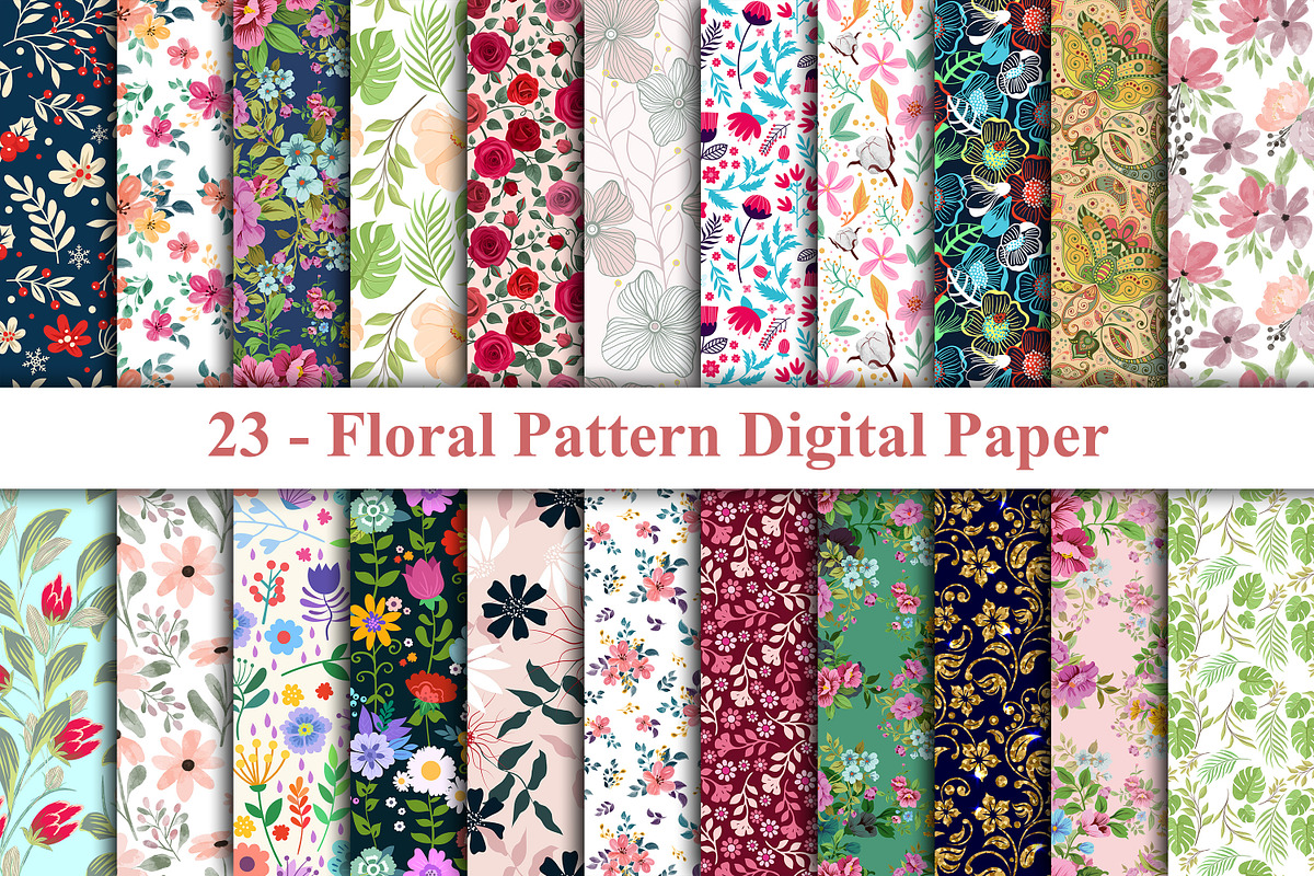 Floral Pattern Digital Paper, a Pattern Graphic by Digital Studio (Photo 1 of 6)