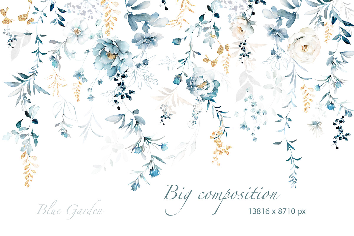 watercolor Blue flowers, Patterns, a Decorative Illustration by Lisima (Photo 7 of 14)