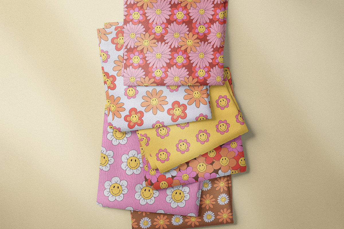 Smiley Flowers Retro Patterns, a Pattern Graphic by Tiger and Flower (Photo 8 of 20)