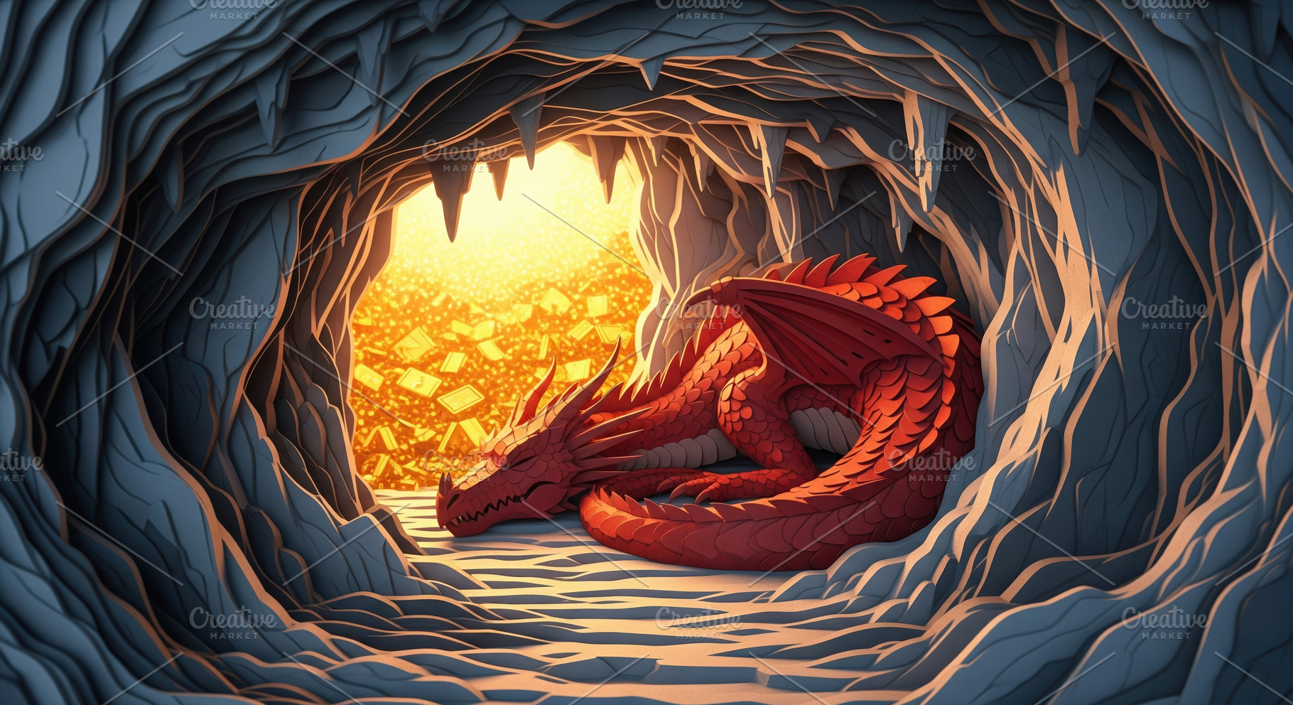 Papercut Dragon's Treasure Lair, a Photo by Virgo Studio