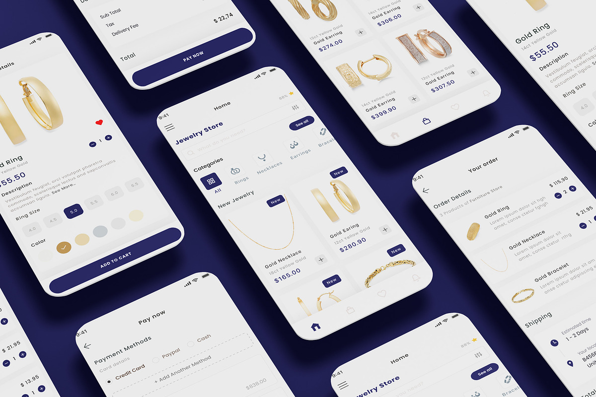 Jewelry shop, Rings E-commerce App, an App Template by nagaredesignstudio (Photo 1 of 2)