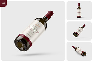 Dark Glass Wine Bottle Mockup Set