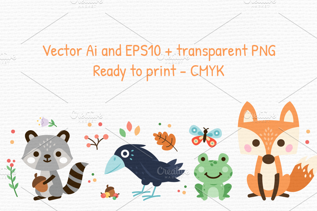 Woodland Decoration Animal Clipart, an Animal Illustration by Manudesign (Photo 2 of 3)