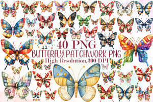 Christmas Colorful Butterfly Patchwo, an Illustration by Sublimation Artist