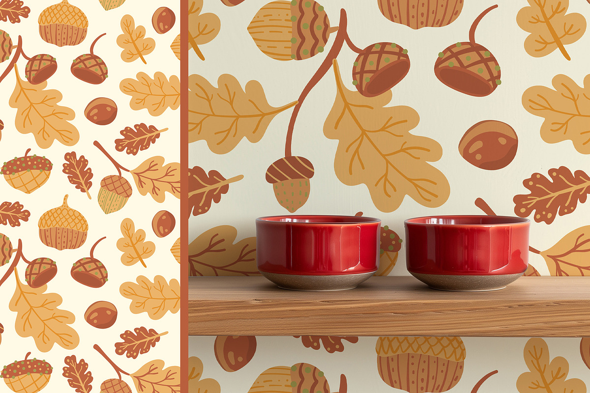 Pine cones & acorns Clipart patterns, a Seasonal Illustration by Carpet Tapete Pretzel (Photo 5 of 13)