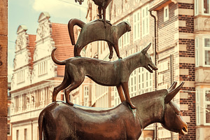 Town musicians of bremen statue featuring friends, sound, and musician