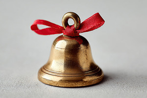 Vintage brass school bell with a red ribbon perfect for classroom decoration or, a Photo by AlyaAnd