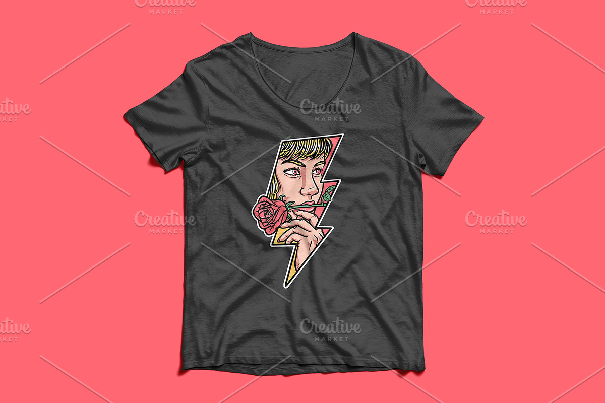 a beautiful woman is biting a rose, a Person Illustration by gunaonedesign (Photo 3 of 4)