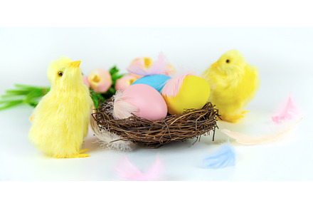 Beautiful Easter decor on a white, a Holiday Photo by yanadjana