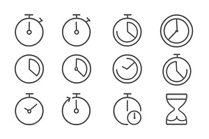Various clock and timer icons, an Object Illustration by ZinetroN