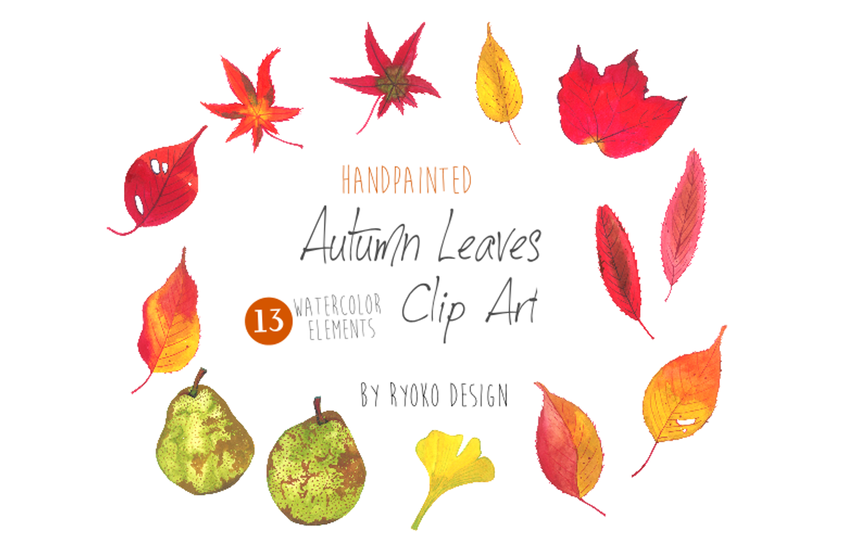 Autumn Leaves Watercolor Clip art, an Illustration by Eomoiart (Photo 1 of 4)