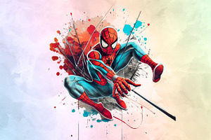 Watercolor Spiderman Clipart