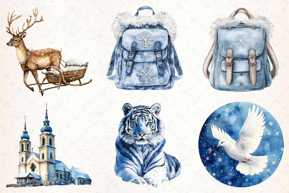 Watercolor Magical Winter Clipart, an Illustration by Libby Wishes (Photo 7 of 7)