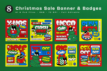 Red Yellow Christmas Sale Banner, an UI Kit Template by graphicook