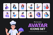 75 Avatar Flat Icons, an Emoji Icon by Prosymbols (Thumbnail 1 of 10)
