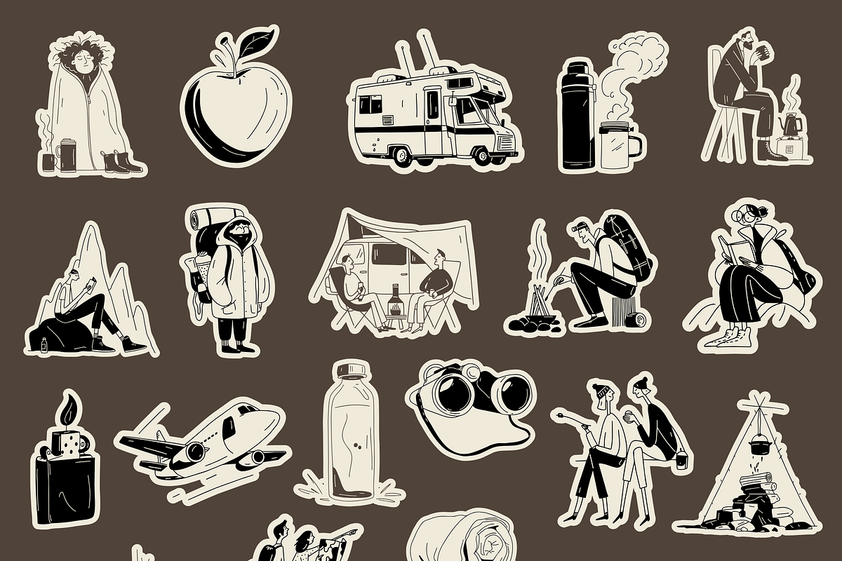 Lets Go Camping: 50 Illustration Set, a Person Illustration by Veyla (Photo 6 of 14)