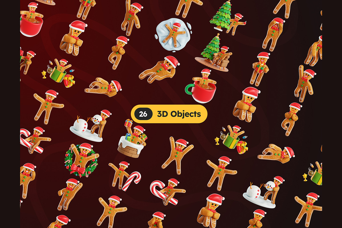Gingerbread Man 3D Icons, a Characters & Person 3D Model by Rakata Studio (Photo 5 of 7)
