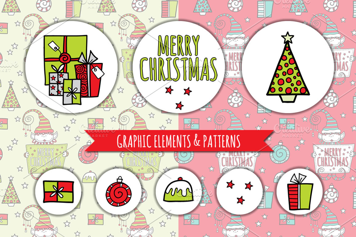 Set of Fun Christmas Doodles, an Illustration by Tazi Design (Photo 3 of 4)