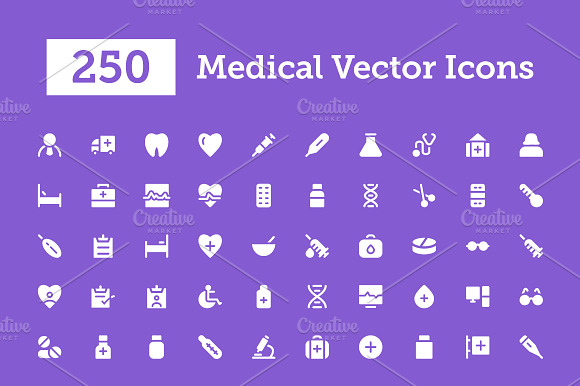 250 Medical Vector Icons