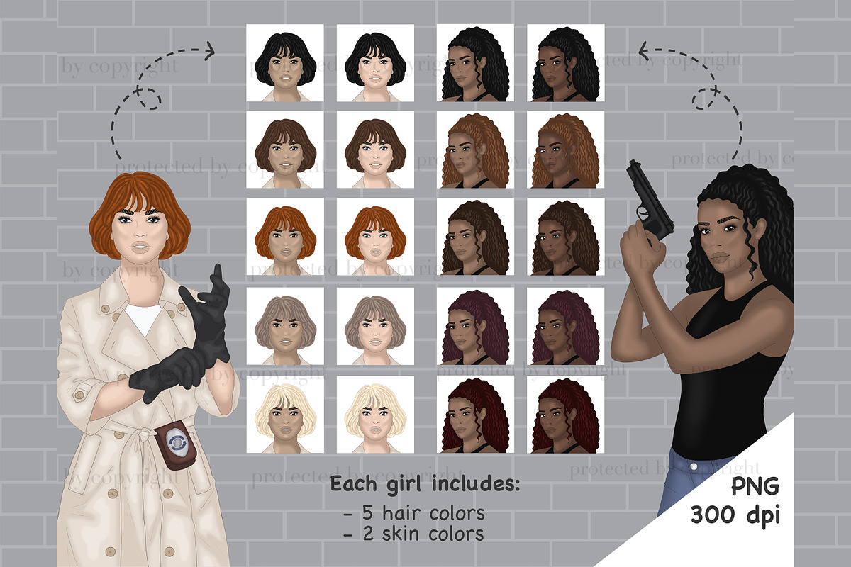 Detective Clipart, a Person Illustration by GlamArtZhanna (Photo 2 of 6)