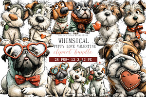 Whimsical Puppy Love Valentine, an Illustration by DreamArtGraphic