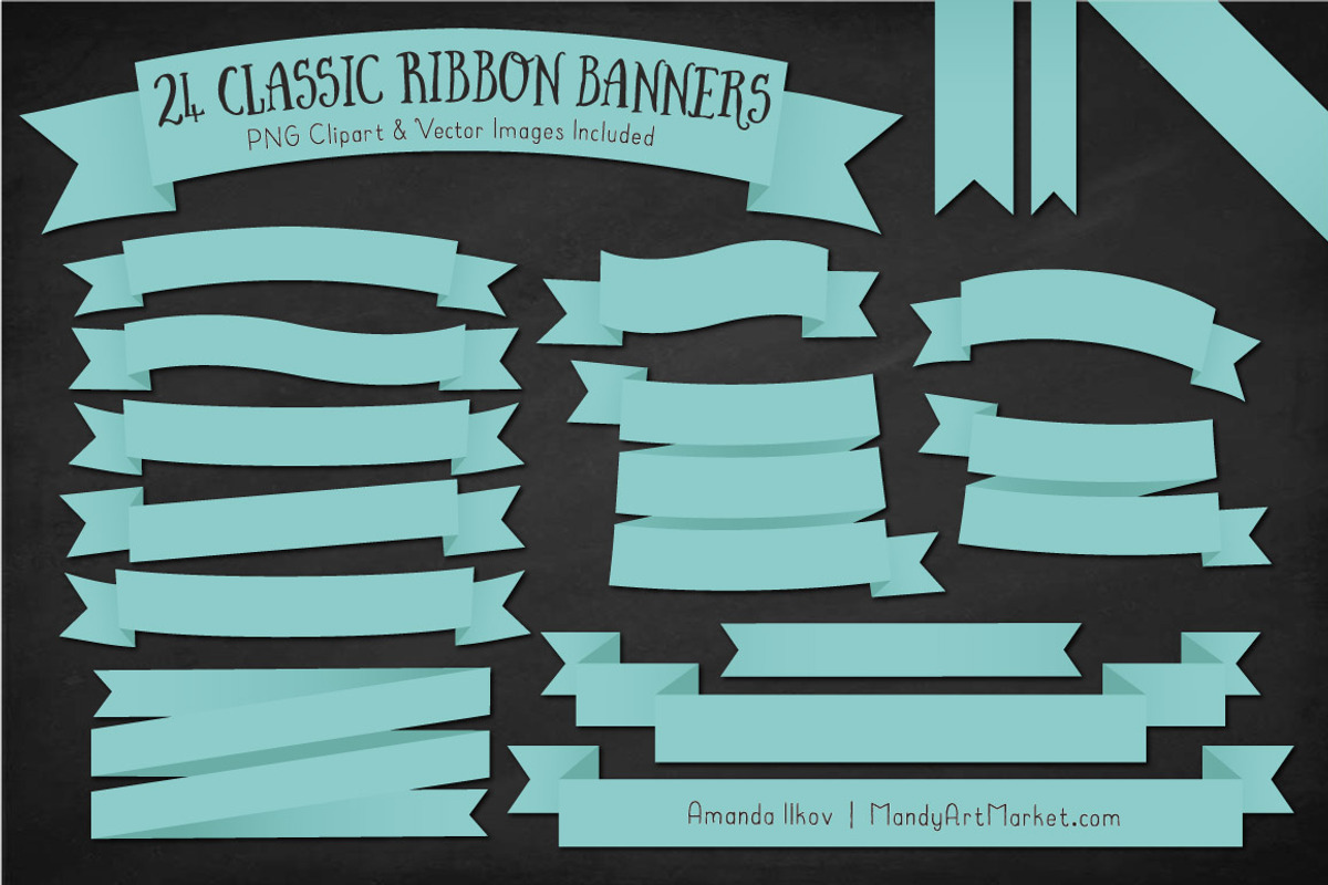 Aqua Ribbon Banner Clipart, an Illustration by Amanda Ilkov (Photo 2 of 4)