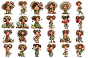 Whimsical Summer Little Girl Clipart, a Seasonal Illustration by Daily.Designs (Thumbnail 2 of 5)