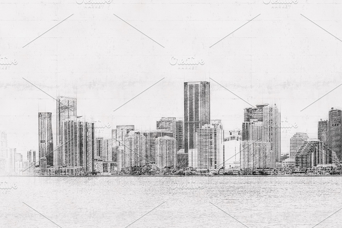 Miami Downtown skyline, an Object Illustration by Maria Kray