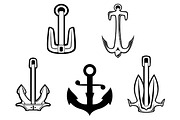Set of anchor symbols, a Solid Icon by Vector Tradition (Thumbnail 1 of 3)