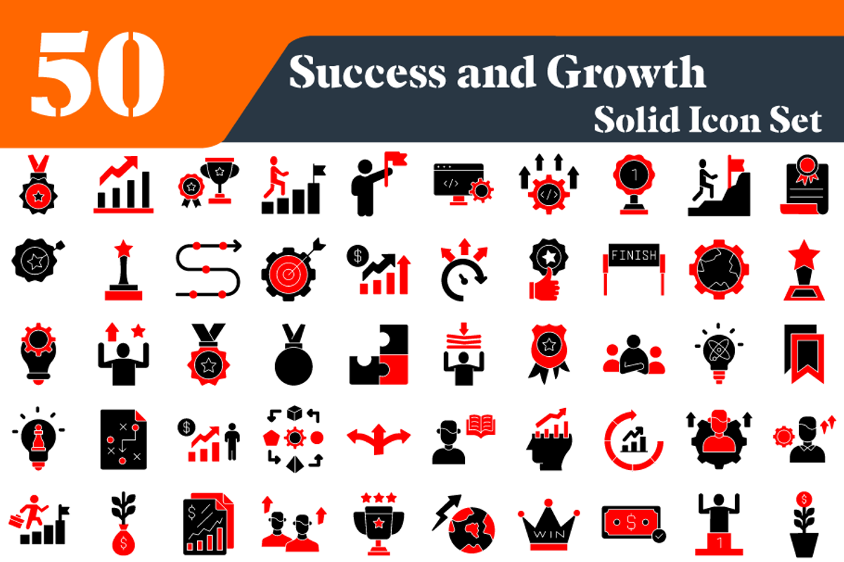 Success and Growth Solid Icons, a Solid Icon by EllaMaiyaali (Photo 2 of 2)