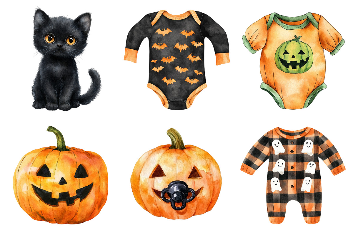 Cute Halloween Clipart, a Seasonal Illustration by CitraGraphics (Photo 4 of 6)
