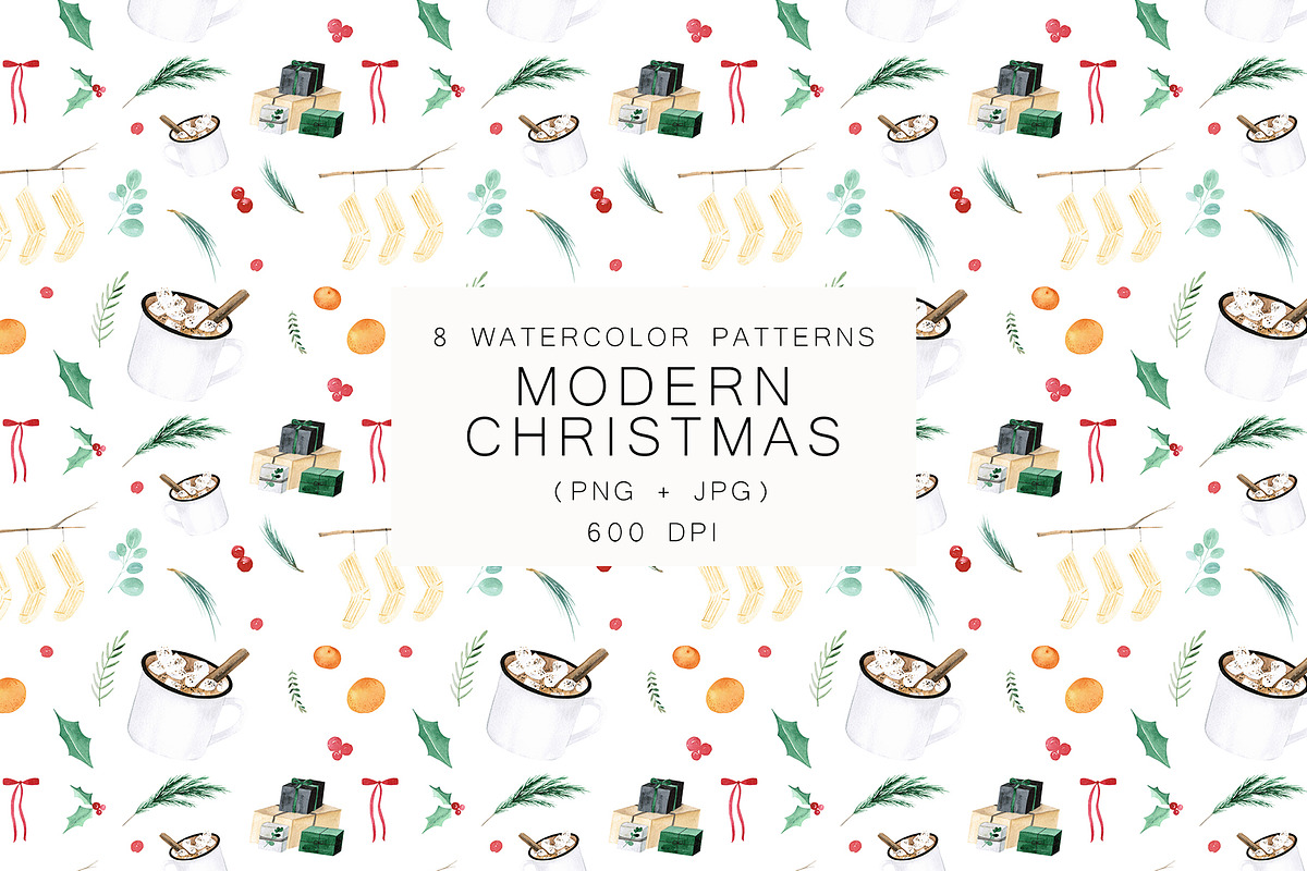 Watercolor Modern Christmas, a Seasonal Illustration by LeriaArt watercolor (Photo 14 of 17)