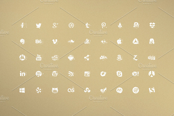 Grunge Dust 45 Social Media Icons
