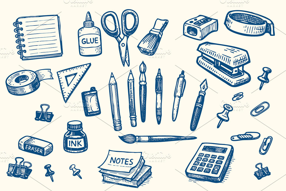 Hand Drawn Stationery Doodle Set, an Object Graphic by e-artdesign (Photo 1 of 3)