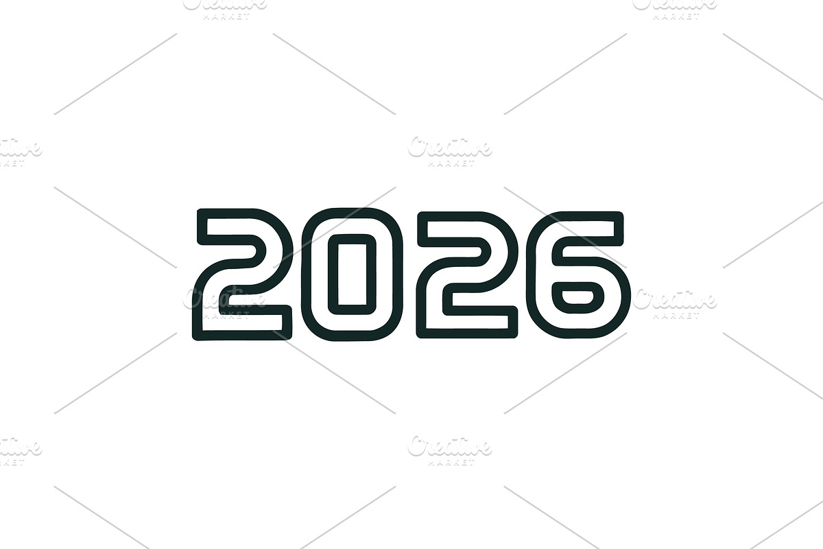 2026 Number Typography Vector Set, a Work Illustration by Vectorium Studio (Photo 3 of 20)
