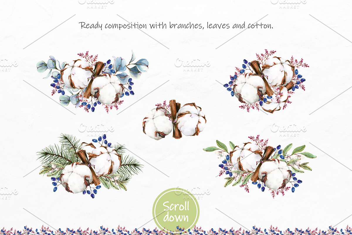 Watercolor Winter Wreaths | Clipart, an Illustration by Fresh-shop (Photo 3 of 9)