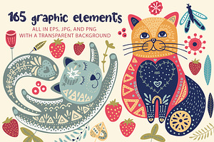 Summer Cat. Font Graphics.