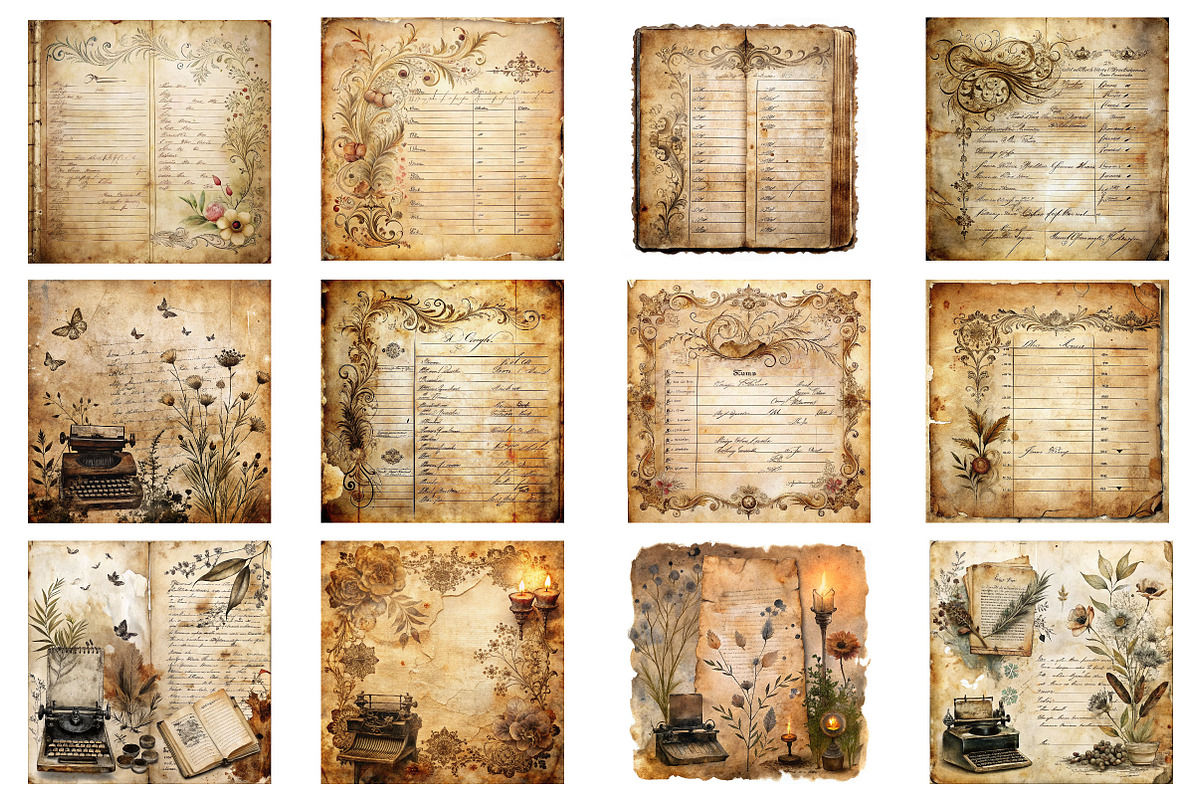 Tea Stained Junk Journal Digital Pap, an Illustration by Wow Magic (Photo 2 of 2)