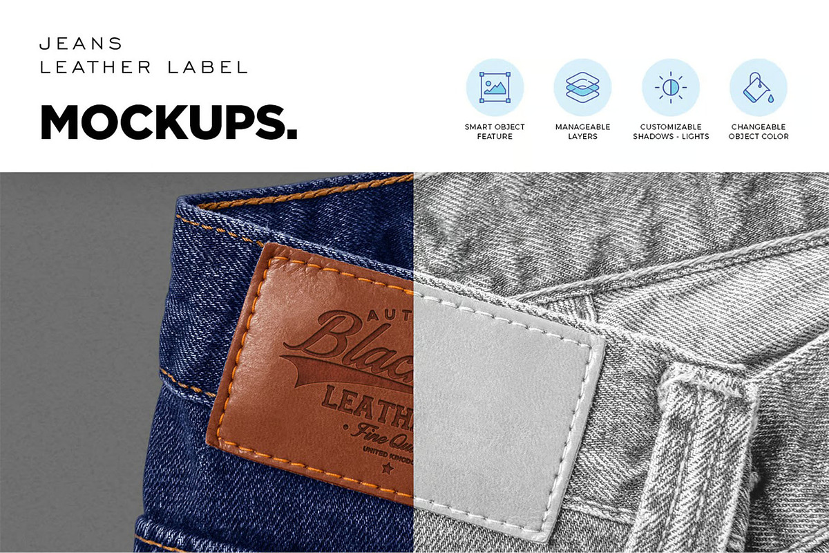 Jeans Leather Label Mockup, an Advertising Mockup by megostudi0 (Photo 6 of 7)