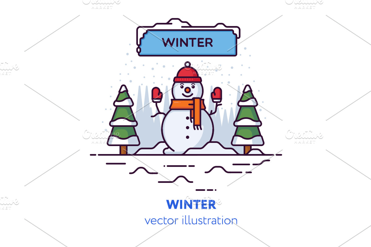 Winter vector illustration, a Decorative Illustration by Mir store