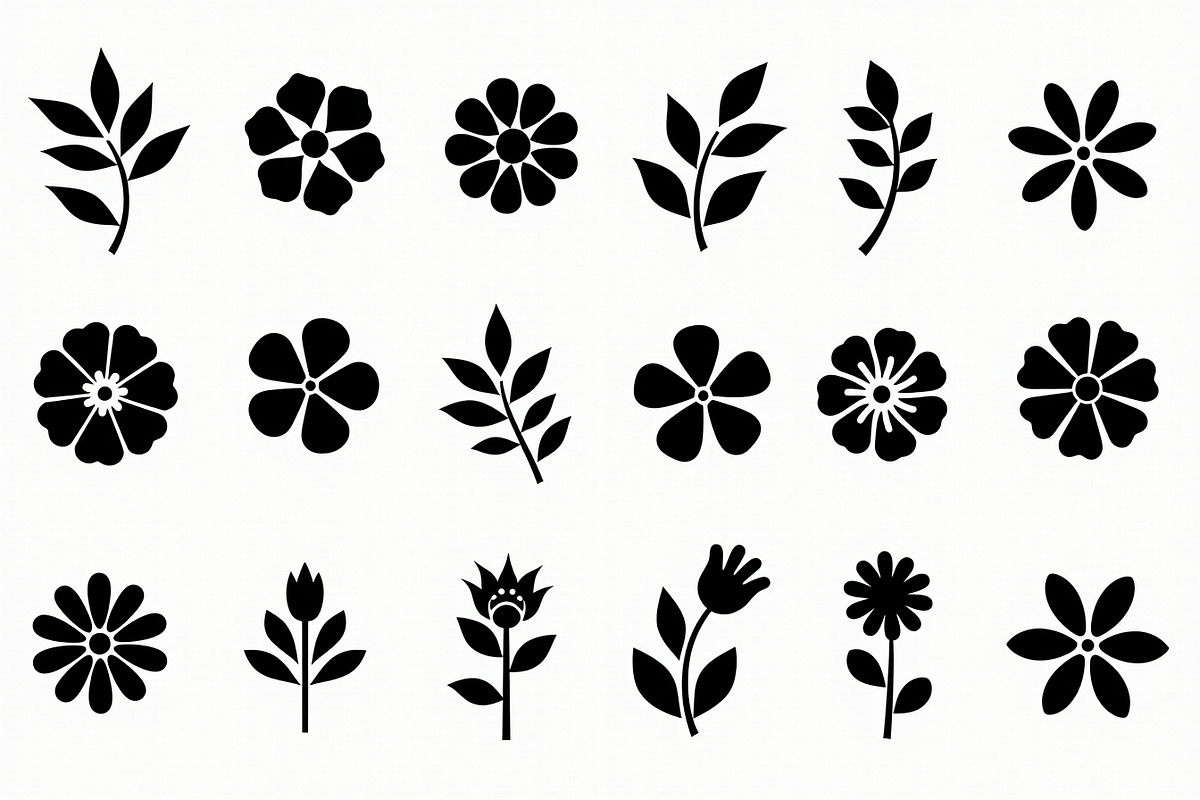16 elegant black floral silhouettes, an Illustration by Amazin_art (Photo 15 of 17)