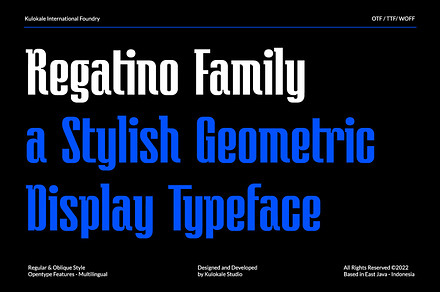 Regatino Geometric Display Font, a Sans Serif Font by Kulokale