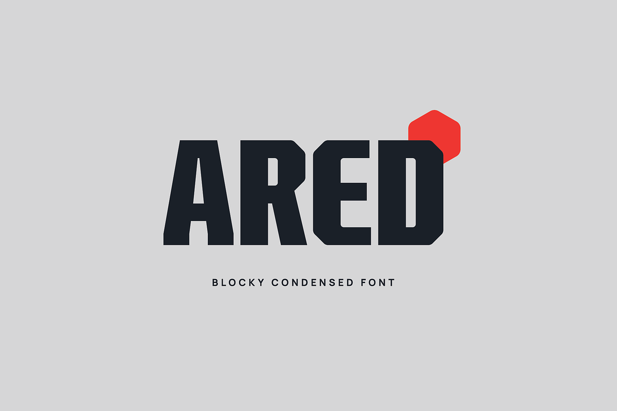 Ared-Blocky Condensed Display Font, a Sans Serif Font by Ebad Designs (Photo 1 of 7)
