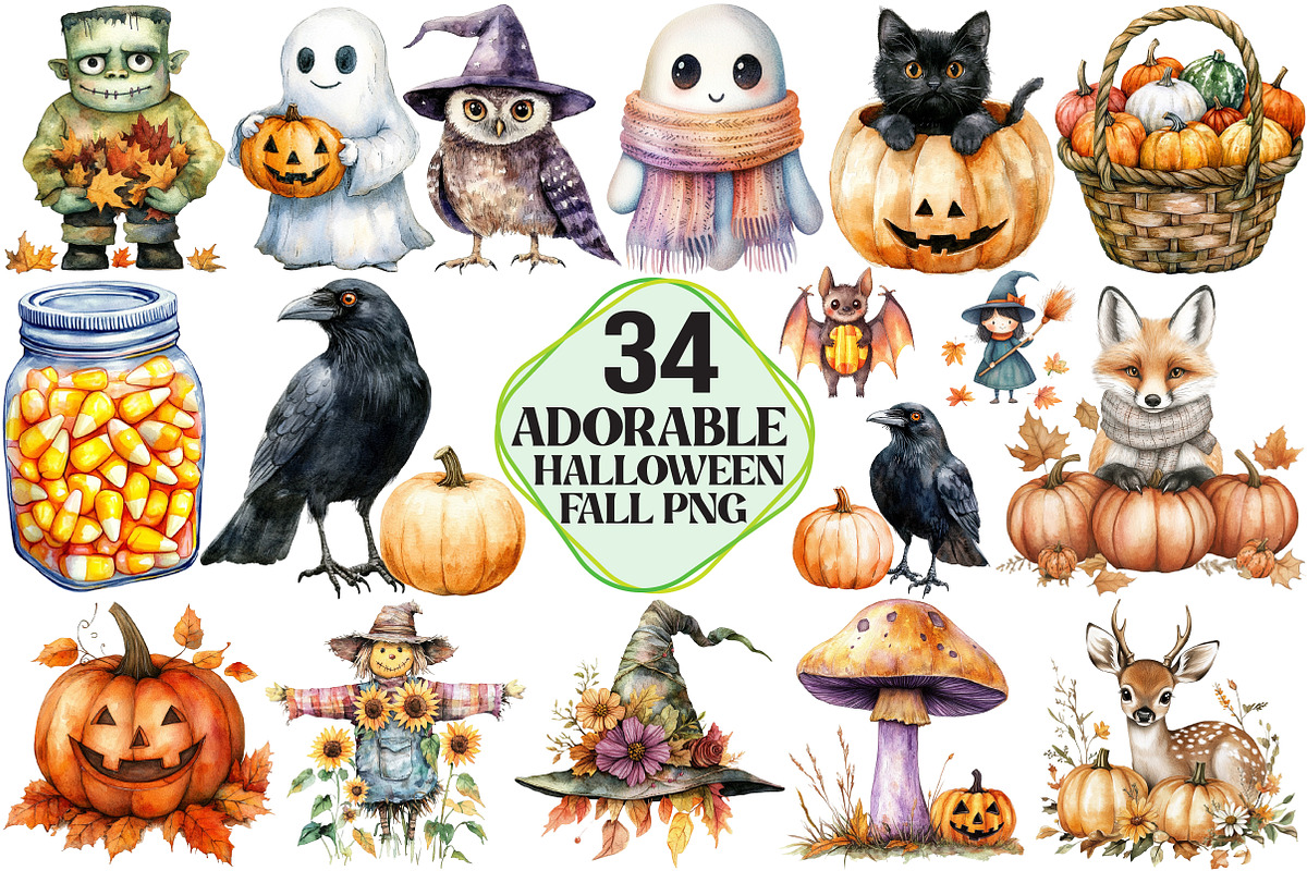 Adorable Halloween Fall Clipart, an Illustration by Pixels.Craft (Photo 1 of 7)