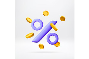 3D Percentage sign with floating, a Finance Illustration by Abscent